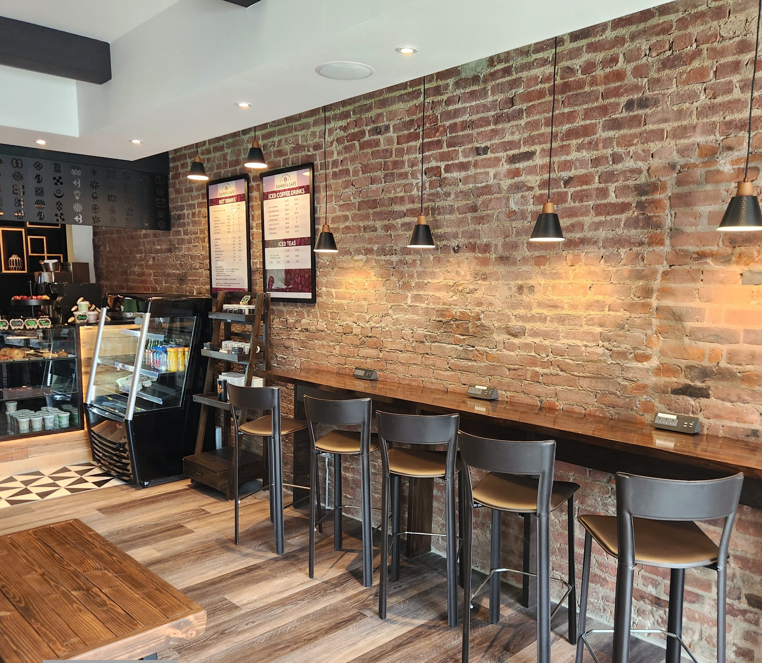 A bright work area inside Sankofa Cafe