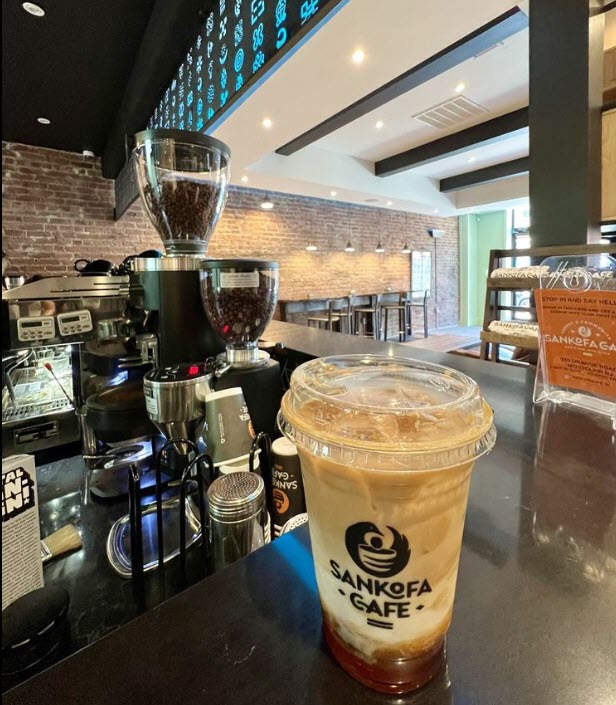 Caramel iced latte with almond milk