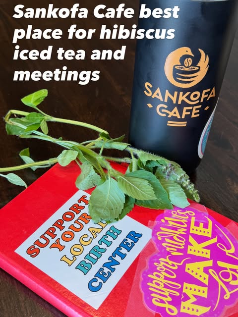 Hibiscus iced tea in a Sankofa Cafe cup